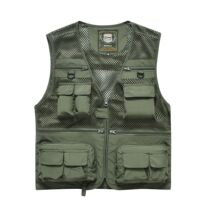 Mens vest summer outdoor multi-pocket photography mesh breathable fishing thin vest waistcoat shoulder 7868 custom