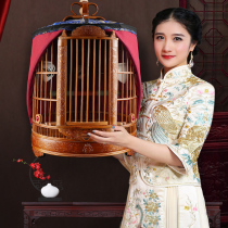 Carved thrush bird cage Bamboo boutique high-grade hand carved luxury high-grade large starling wren bamboo bird cage