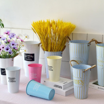Awakening flower bucket household flower bucket flower flower flower arrangement iron barrel tin bucket flower pot artificial flower pot artificial flower artificial flower wrought iron vase