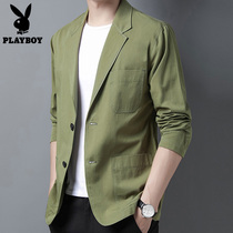 Playboy mens cotton casual suit mens business Korean version of the trend single Western mens formal jacket small suit