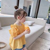 G Girl 2023 New Childs Pure Cotton Short - sleeved Summer Yang Doll Shirt Baby Shirt on the sleeve
