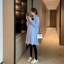 Pregnancy Woman Dress Spring Dress Dress Trendy Dress Fashion Flipped Shirt Dress Medium Long Loose Large Code Casual Pregnant Woman Blouse Spring Autumn
