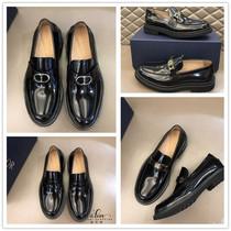 Dior Dior 21 fall winter men's shoes with letter buckle logo set foot round head full leather British business vintage leather shoes