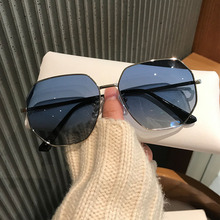 帕森龙透明蓝色偏光太阳镜男士多边形金属开车韩版潮海边旅行眼镜