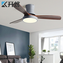 Little love ceiling solid wood fan lamp dining room home living room ceiling fan lamp Nordic low floor electric fan chandelier integrated