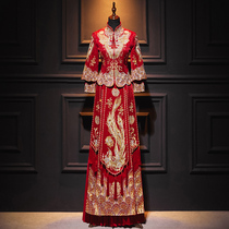  Xiuhe dress bride 2021 new summer wedding Chinese wedding dress thin dragon and phoenix coat large size wedding dress female