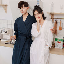Couple in a pair of bathrobes woman long style spring and autumn slim deposit mens big code hotel sleepwear pyjamas water absorbing bath clothes summer