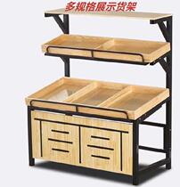 Hot sale single-sided vegetable shelves supermarket fruit shop shelves fresh fruit vegetables steel wood display shelves snack food