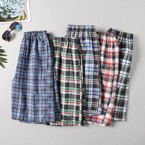  Middle-aged and elderly casual shorts mens soil pajamas summer plaid loose straight five-point pants trend dad summer pants