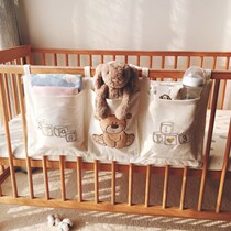 Cotton crib storage bag hanging bag baby bedside diaper diaper diaper diapers storage bedside storage bag