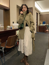 Ren Xiaoyi Lit e mode spring and autumn 2021 New collar small man khaki windbreaker coat female short