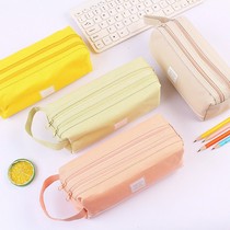 Garfield can canvas large capacity pen bag double simple multi-functional solid color hipster pencil case
