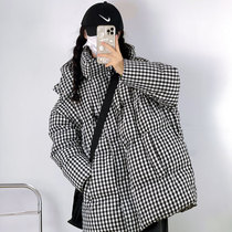 Black and white plaid down cotton clothes women 2021 new small man oversize explosive cotton padded jacket thick coat