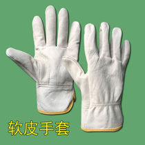 Short soft wear-resistant hot head layer cowhide welding outdoor work labor protection soft leather gloves left hand single