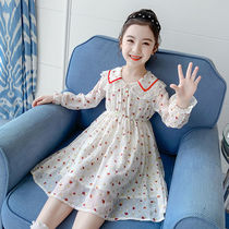 Girls dress 2021 autumn new childrens Korean version of the skirt in the big child spring and autumn foreign style girl princess dress tide