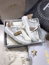Dior Dior new autumn and winter Velcro letter logo round head casual shoes breathable white shoes shell shoes