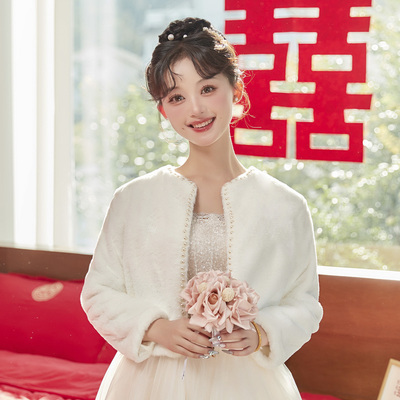 taobao agent Winter dress for bride, demi-season keep warm jacket, long sleeve