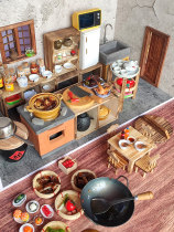 Net red cooking kitchenette full set of real cooking small childrens kitchenware real version mini tableware cooking rice House toys