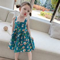 Girls suspender dress 2021 summer new female baby Western style sundress princess cool skirt western style tide