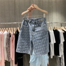 2021 summer New straight five-split pants female Korean chain high waist wash make old Joker casual denim shorts