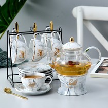 Light luxury teapot set High temperature resistant glass candle tea making European-style flowers and herbs Fruit tea Afternoon tea Tea set Pottery