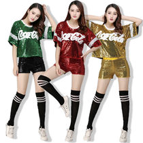 Jazz dance performance suit Womens suit Korean modern dance sequins Adult sexy cheerleading exercise costume performance costume
