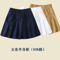 Girls short skirt Kati blue cotton children pleated skirt primary school uniform skirt skirt White Black Summer