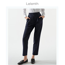 Lelenth Female Western Pants Superior Professional Straight Drum Temperament High Waist 90% Women Pants Loose Spring Autumn Display Slim Smoke Pipe Pants
