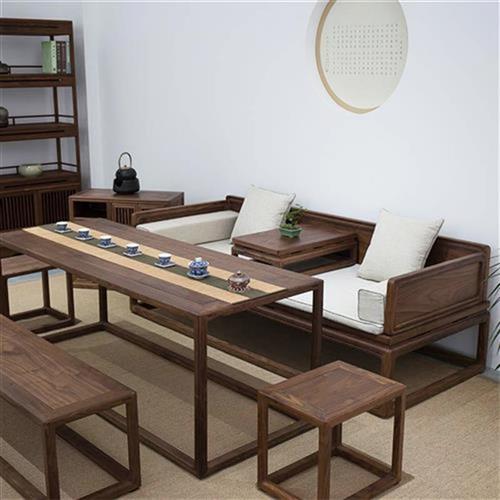  Han bed solid wood Chinese mortise and tenon custom furniture Old elm simple three-piece set sofa Chaise couch Arhat collapse