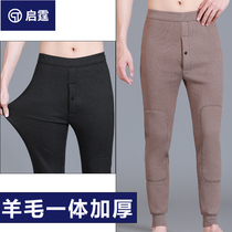 Wool Warm Pants Mens Plus Suede Thickened Winter Kneecap Line Pants Pants Underpants Men Beating Bottom Tights Cashmere Cotton Pants