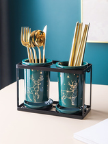Chopstick basket Kitchen chopstick tube quick barrel storage rack Household ceramic chopstick cage holder Tableware storage box Drain rack