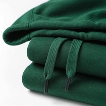 Dark green 400g heavy solid color quality hooded sweater autumn and winter olive green plus velvet thick hoodie men and women