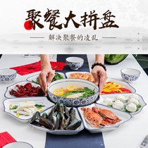 New years Eve dinner family platter tableware set ceramic dish round table round round fan creative household platter