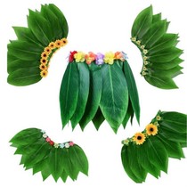 Stage Dress Parent-Child Hula Dance Game Adult Elastic Skirt Hawaiian Neck Skirt floral headdress Hanging Leaves Dance