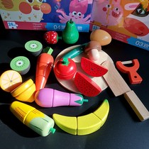 Export large fruit chichele toys wooden vegetables to see children boys and girls play house simulation toys