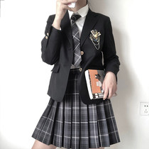 JK uniform suit suit full set of junior high school students College Wind Autumn and Winter Childrens plaid skirt pleated skirt