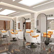 Barber shop stainless steel double-sided mirror table Net red hairdressing mirror with tool cabinet with lamp salon hair salon hair cutting mirror