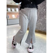 2021 autumn new foreign boy long pants baby girl Bell pants split micro Lama pants casual trousers tide
