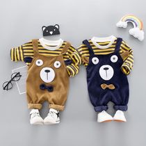 2021 autumn new boy baby boy boy handsome shirt swimsuit with pants foreign style clothes two-piece set