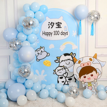Niu Baobao 100 days full moon 100 days banquet one year birthday decoration scene layout balloon party KT board background wall