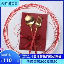 Portugal Cutipol red gold plated household stainless steel western tableware Net red dinner dessert knife fork and spoon set