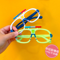 Lenses-free children Eye frames Silicone Ultra Light Little Special Police Car Frames Men And Women Baby Glasses Styling Phototheists