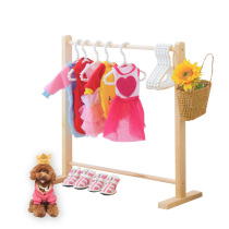  Dog wardrobe Childrens floor-to-ceiling small hanger Pet cat solid wood small mens and womens childrens kindergarten clothes storage rack