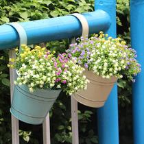 Old vintage tin thickened flower pot Balcony hanging iron bucket fleshy iron flower pot Wall-mounted flower pot