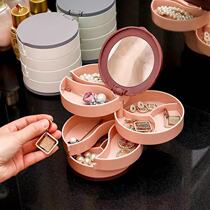 Rotating earrings earrings earrings jewelry storage box rack small exquisite packing jewelry Net red ear clip earring bag box