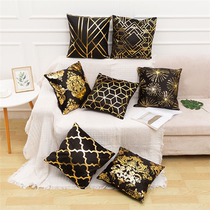 Nordic Ins Wind Leaves 3 Ultra Soft Bronzing Gold Holding Pillow Cover Geometric Headliner Square Pillowcase Floating Window Pillow with Core (sand