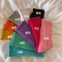 Stockings children solid color middle tube Spring and Autumn Winter ins Japanese candy color color stacker Korean stockings