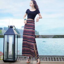 Chiffon skirt 2021 New High waist slim seaside holiday travel wind vintage ethnic wind Beach Skirt