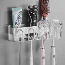 Toothbrush shelve toilet free of punch hanging wall type toothbrushing cup dental cup holder wall-mounted space aluminum electric toothbrush holder