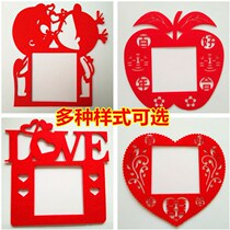 Wedding room thickened non-woven velvet cotton fabric decoration switch stickers big red happy word wedding wedding creative switch set